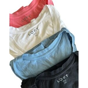 Bundle Of 4 Loft Pleated Muscle Tank Tops SZ XS Scoop Neck 100% Soft Cotton‎ EUC